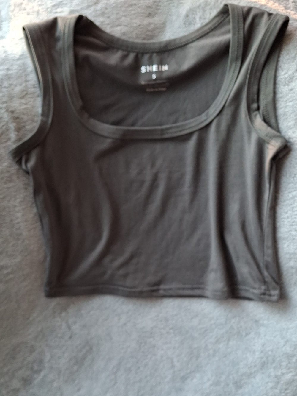 SHEIN Charcoal Gray Scoop Neck Cropped Tank